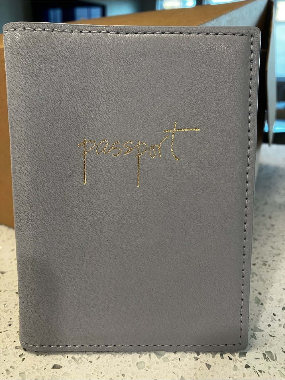 Light Blue Passport Holder Cover | Travel Passport Case with Gold Foil Detail